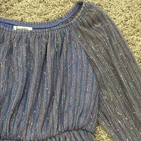 Speechless Blue and Iridescent Kids Dress - Picture 7 of 16